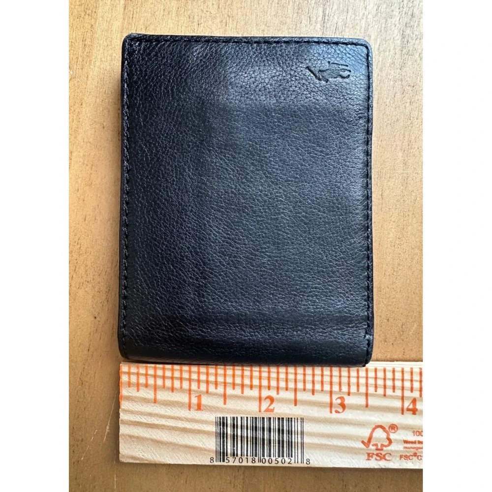 Polo Ralph Lauren Mens Black Pebbled Leather Bifold Wallet Embossed Pony Logo